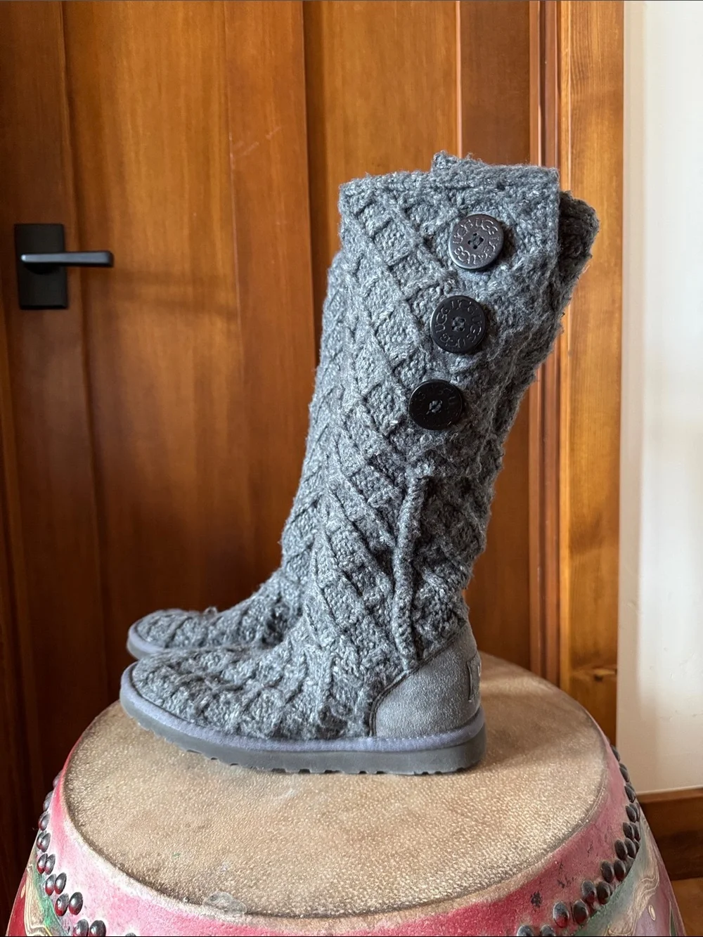 Women's Gray Knit UGG Boots